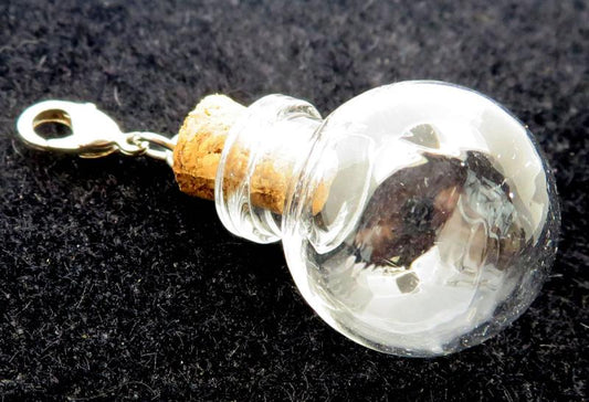 1x Clear Fillable Empty Glass Round Charm Bottle