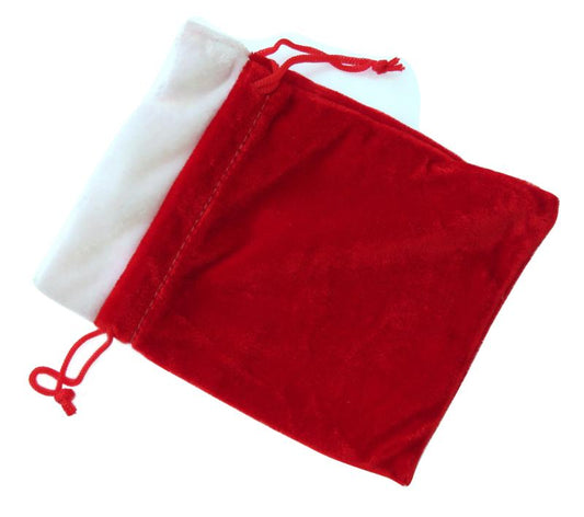 Red Velveteen Christmas Style Drawstring Pouch Medium