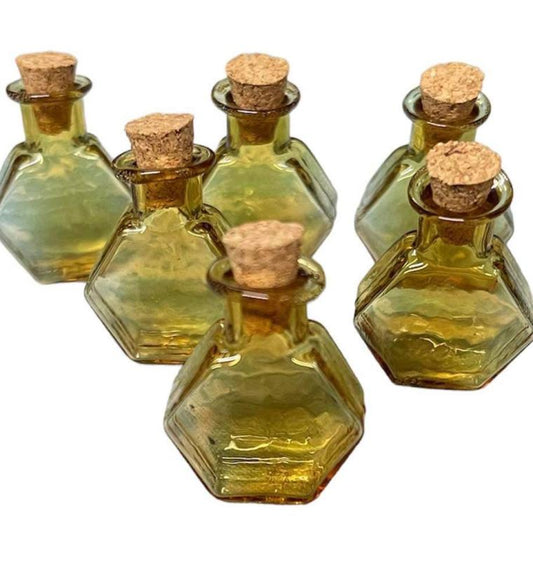 1x Mini Amber Fillable Empty Glass Hexagon Charm Bottle