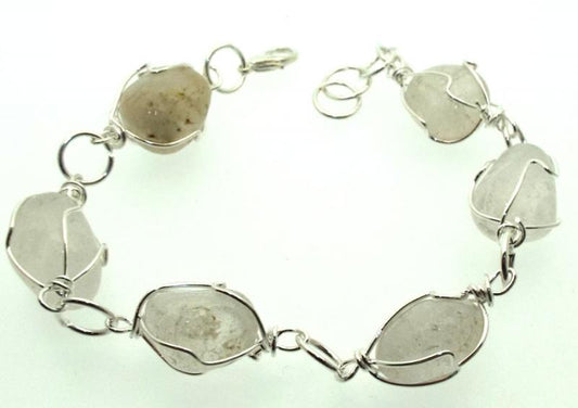 Wired Clear Quartz Gemstone Bracelet
