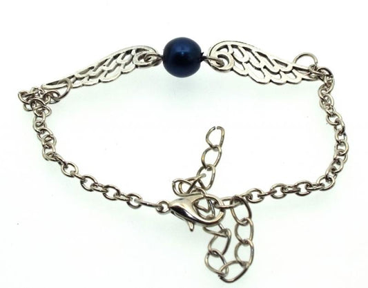 Angel Wing with Glass Pearl Bracelet