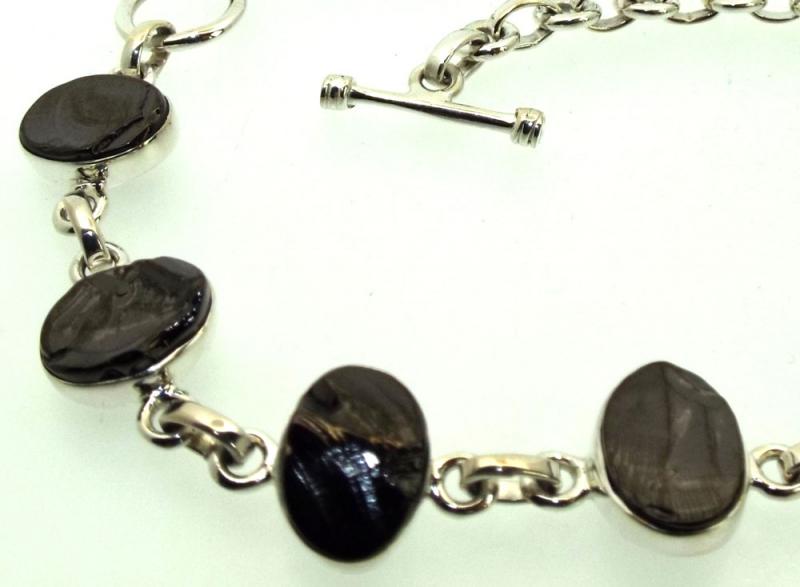Shungite Gemstone Sterling Silver Bracelet