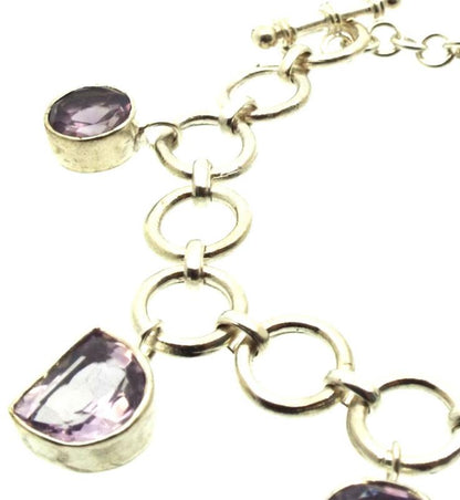 Amethyst Sterling Silver Charm Bracelet