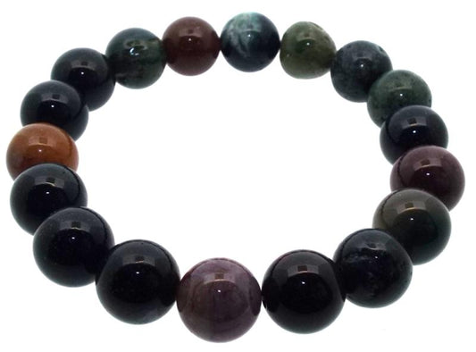 10mm Indian Agate Gemstone Power Bracelet