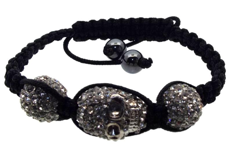 Diamonte Skull Bling Bead Bracelet