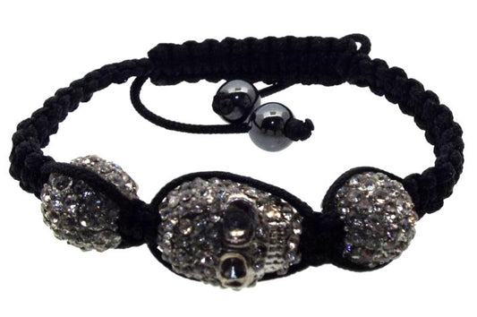 Diamonte Skull Bling Bead Bracelet