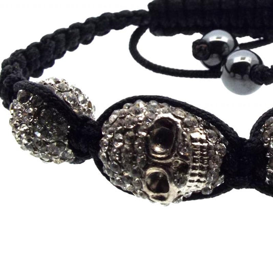 Diamonte Skull Bling Bead Bracelet
