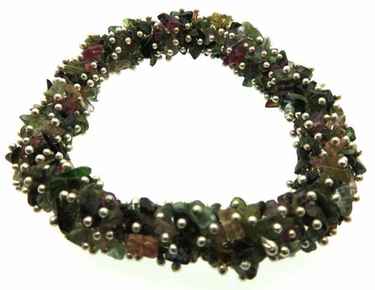 Fused Multi Colour Tourmaline Gemstone Chip Bracelet