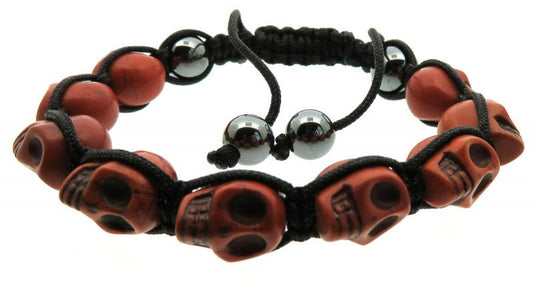 Orange Skull Bead adjustable Macrame Bracelet