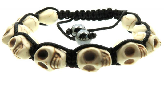 White Skull Bead adjustable Macrame Bracelet