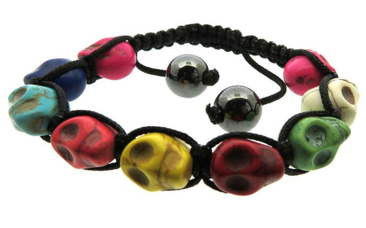 Multi Colour Skull Bead adjustable Macrame Bracelet