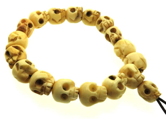 Tibetan Yak Bone Skull Bead elasticated Bracelet