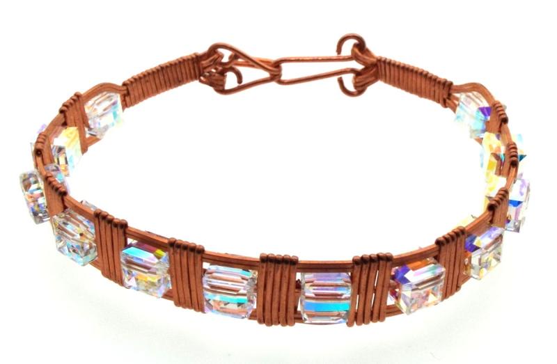 Swarovski Crystal Cube Copper Bracelet