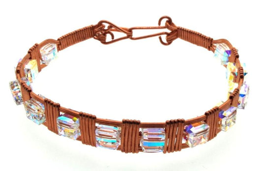 Swarovski Crystal Cube Copper Bracelet