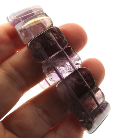 Chunky Amethyst Gemstone Elasticated Bracelet