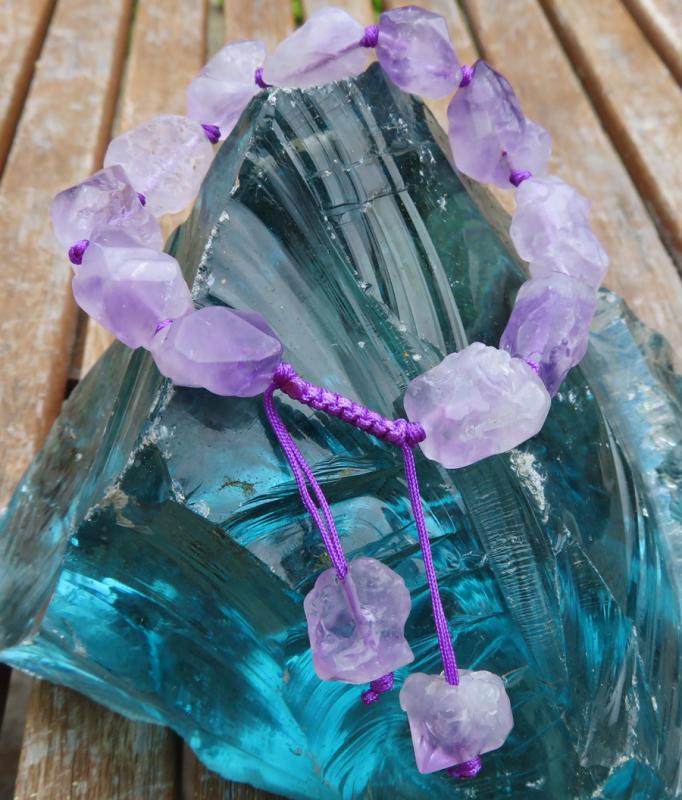 Natural Amethyst Point Gemstone Adjustable Bracelet