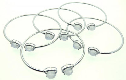 Rainbow Moonstone Sterling Silver Open Bangle