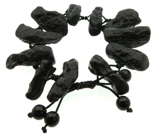Adjustable Tektite Macrame Bracelet