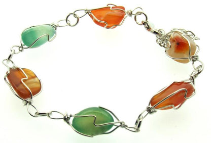 Colourful Indian Agate Gemstone Wire Wrapped Bracelet