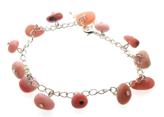 Pink Opal Gemstone Charm Bracelet
