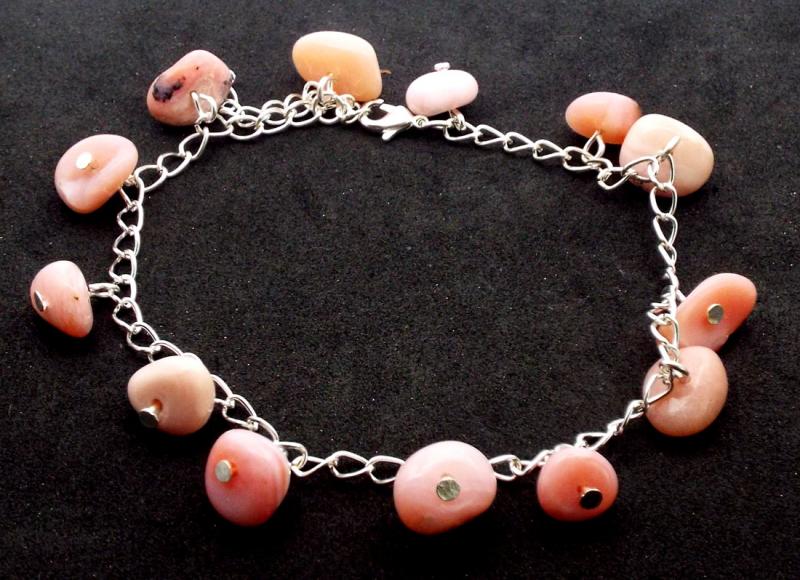Pink Opal Gemstone Charm Bracelet