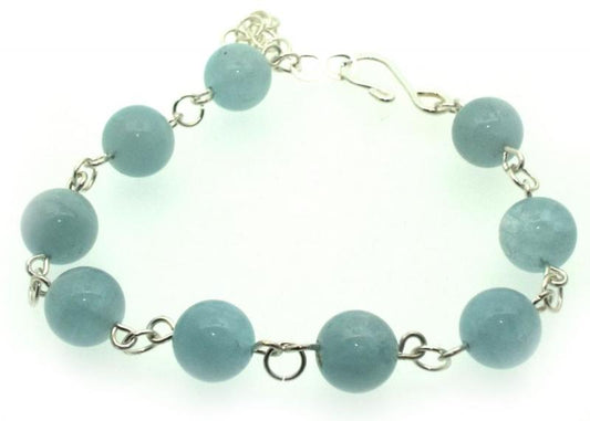 Aquamarine Gemstone Smooth Bead Bracelet