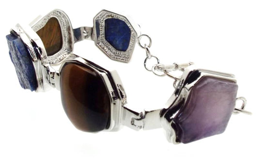 Silver Plated Chunky Gemstone Bracelet 01