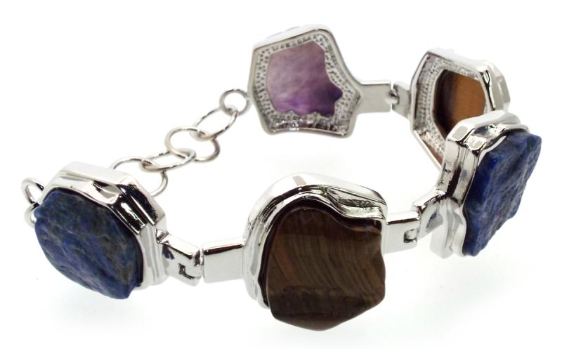 Silver Plated Chunky Gemstone Bracelet 01
