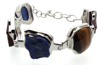 Silver Plated Chunky Gemstone Bracelet 01