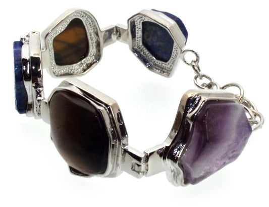 Silver Plated Chunky Gemstone Bracelet 02