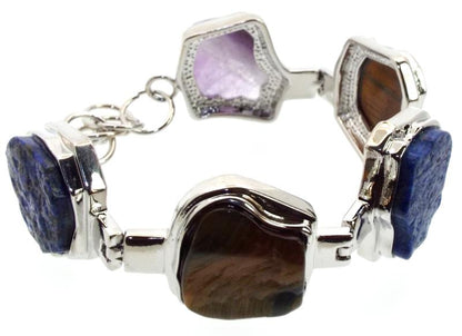 Silver Plated Chunky Gemstone Bracelet 02