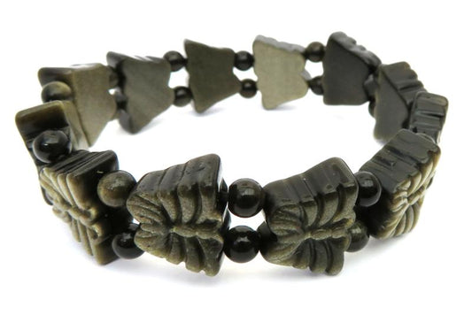 Gold Sheen Obsidian Gemstone Butterfly Bracelet