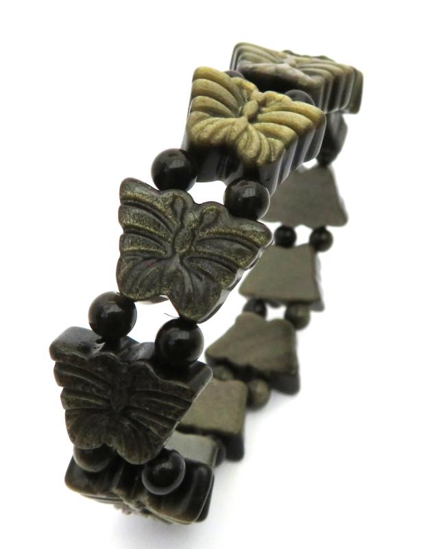 Gold Sheen Obsidian Gemstone Butterfly Bracelet