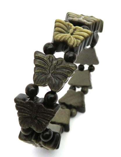 Gold Sheen Obsidian Gemstone Butterfly Bracelet