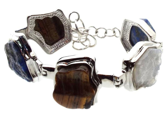 Silver Plated Chunky Gemstone Bracelet 03