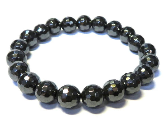 10mm Faceted Hematite Power Bracelet