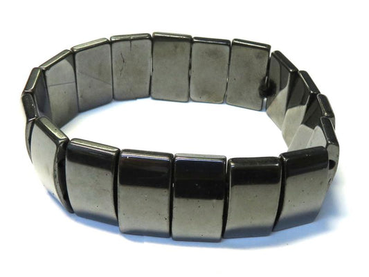 Flat Hematite Bead Elasticated Bracelet