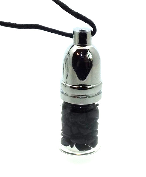 Black Tourmaline Gemstone Mojo Bottle Pendant