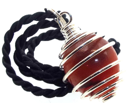 Carnelian Tumbled Gemstone Spiral Pendant