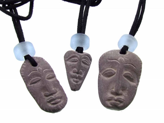 Carved Protection Stone Goddess Face Amulet Pendant