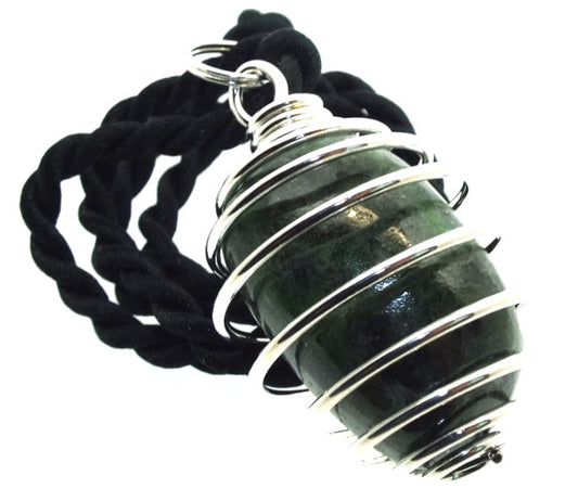 Chrome Diopside Tumbled Spiral Pendant
