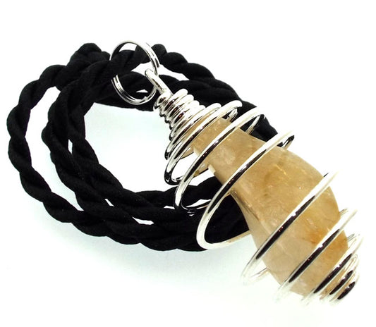 Citrine Tumbled Gemstone Spiral Pendant
