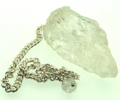 Clear Quartz Hand Knapped Gemstone Pendulum
