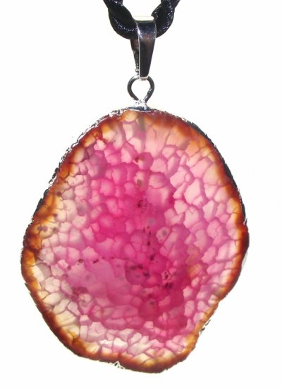 Colourful Agate Crystal Sliced Electroplated Pendant Design 01