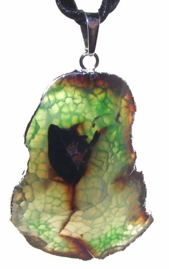 Colourful Agate Crystal Sliced Electroplated Pendant Design 02