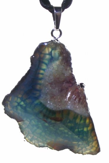 Colourful Agate Crystal Sliced Electroplated Pendant Design 05
