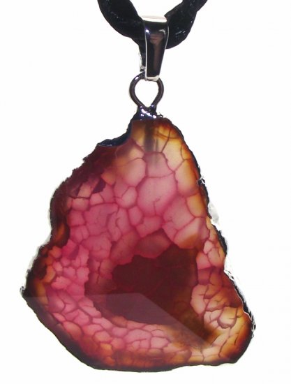 Colourful Agate Crystal Sliced Electroplated Pendant Design 06