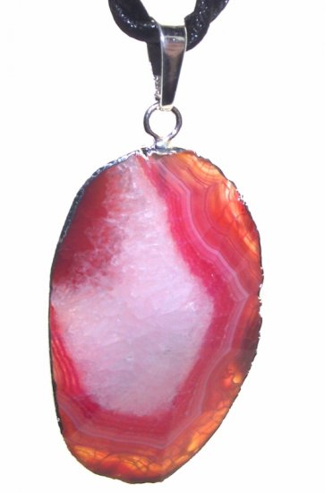 Colourful Agate Crystal Sliced Electroplated Pendant Design 08