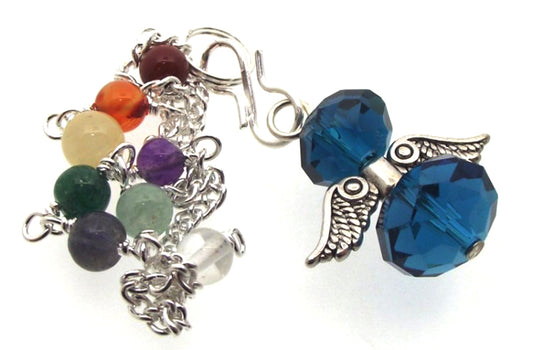 Cyan Crystal Angel Charm Chakra Pendulum