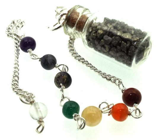 Pyrite Glass Bottle Chakra Pendulum
